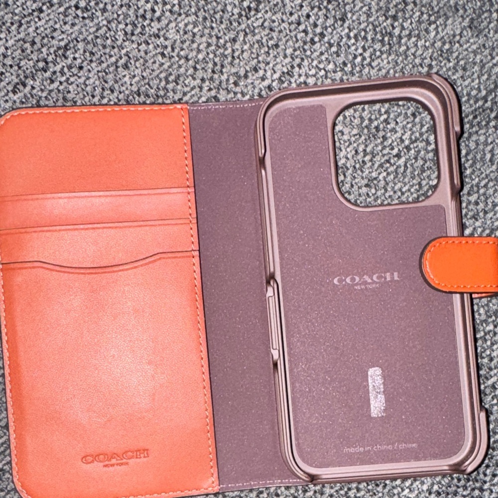 Coach Dual-Tone Orange Phone Case and Wallet